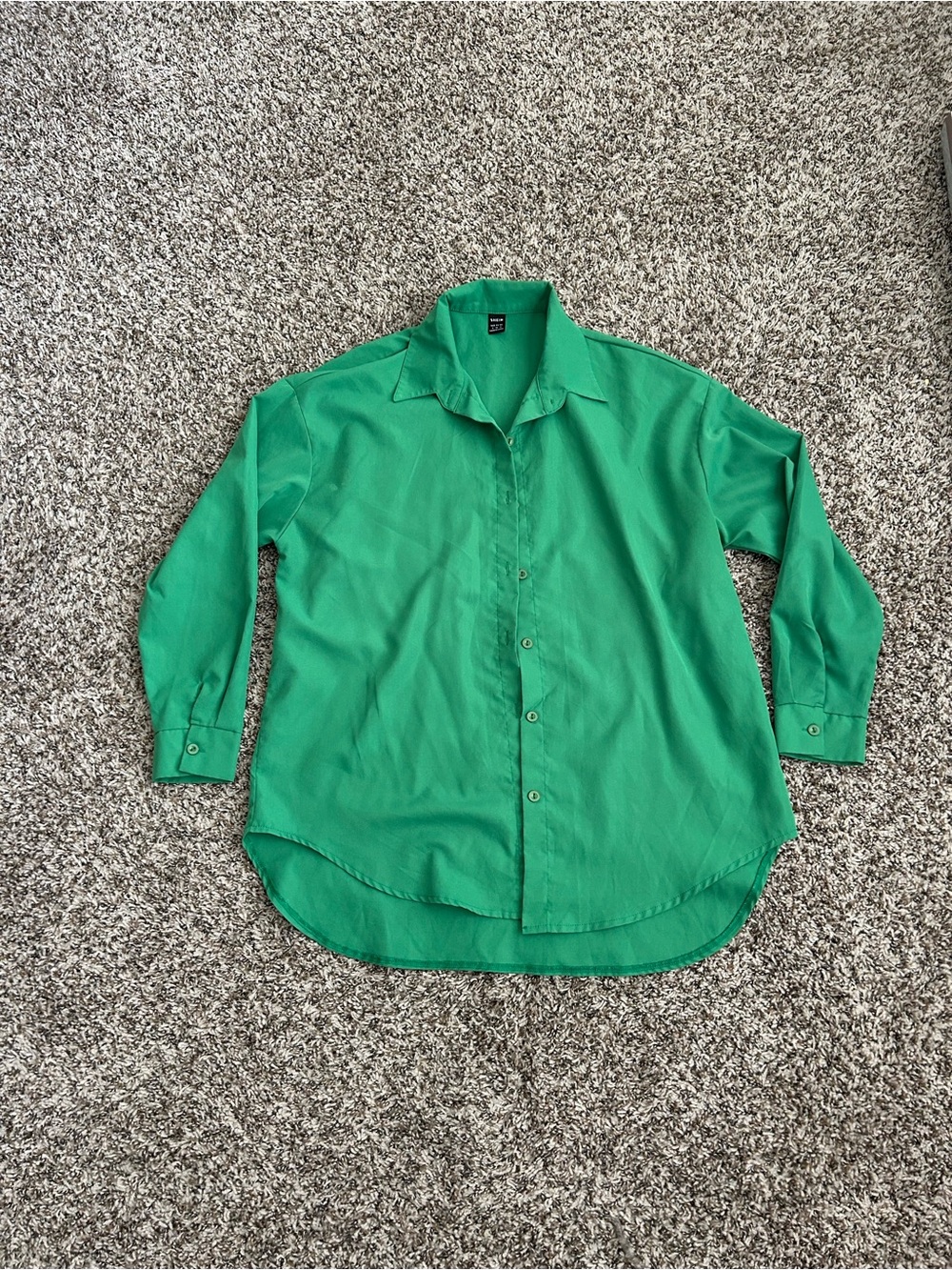 SHEIN Bright Green Casual Button-Down Shirt